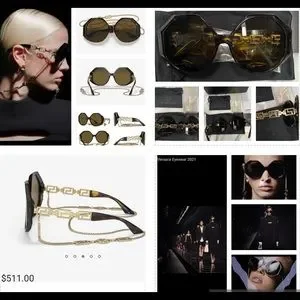 VERSACE RUNWAY HAVANA FRAMES WITH GOLD- TONE DETACHABLE CHAIN SUNGLASSES Versace Sunglasses 4395 534673 Havana/Dark Brown w  main image 3